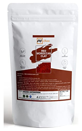 Mganna Polvo De Arcilla Roja Marroquí 100% Natural Para Anti