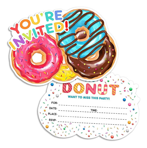 Invitaciones A Fiestas De Cumpleaños De Donut Kids - Baby Sh