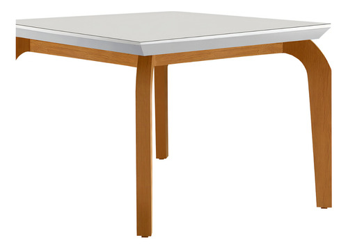 Mesa Para Sala De Jantar Liz 120cm Em Mdf E Vidro Cor da tampa Off White/ Imbuia/ Serig. Off