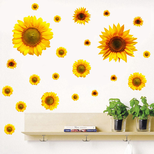 Pegatinas De Pared Autoadhesivas Con Diseño De Girasol, Dise