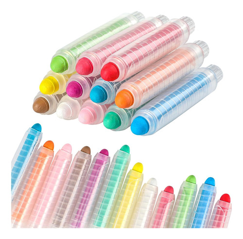 12 Pcs Dustless Chalk, Color Twistable Chalk For Office