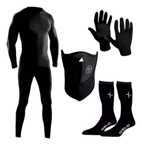 Equipo Termico Remera + Calza + Guantes + Máscara + Medias