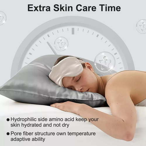 Fundas De Almohada Estándar Seda Pura Suaves Blanco Lisa
