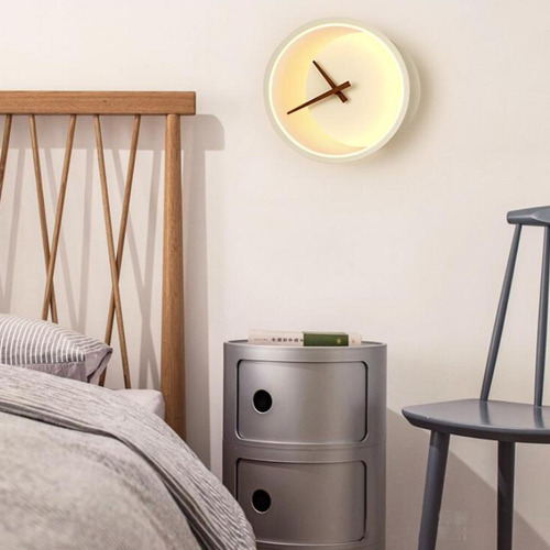 Relógio Minimalista Com Luz De Parede Relógio Branco
