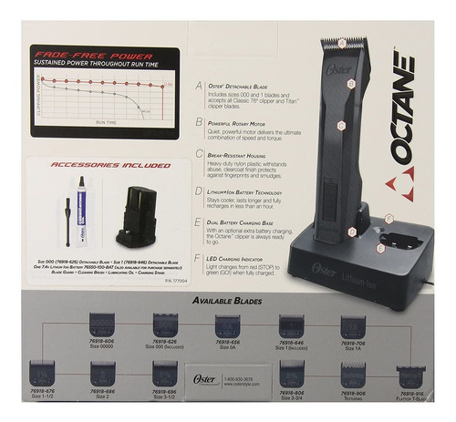 Oster Professional 76550-00 Octane Cortapelos Inalámbrico, G