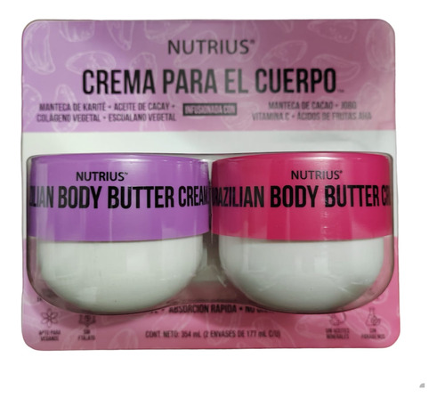 Nutrius Crema Brasileña  Para El Cuerpo Edicion Limitada 2pz