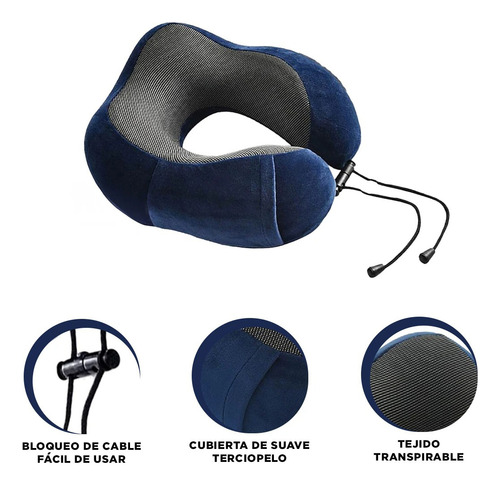 Almohada Cervical Para Viajar Azul Espuma Ho32366 Y+papel De