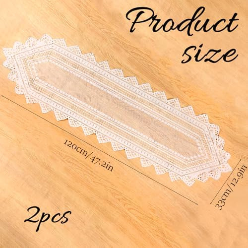 Paquete De 2 Caminos De Mesa De Encaje Blanco Roto De 13 X 4