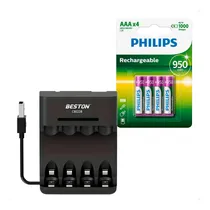 Comprar Cargador De Pilas Aaa\u002Faa + 4 Pilas Aaa Recargable Philips 