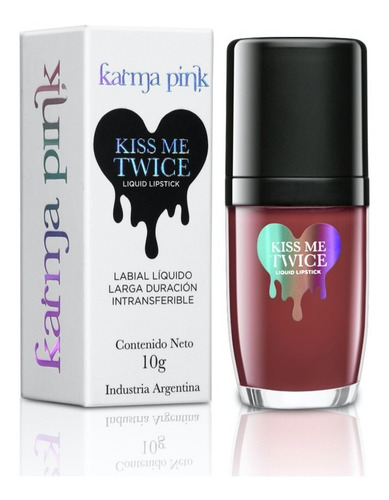 Imagen 3 de 10 de Labial Líquido Mate Larga Duración Kiss Me Twice Karma Pink
