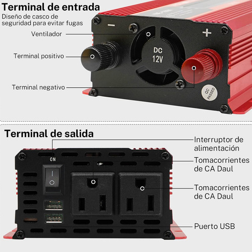 Convertidor De Potencia Inversor Para Auto 4000w Dc12v-a110v Adecuado Para Viajes Deportivos Al Aire Libre.
