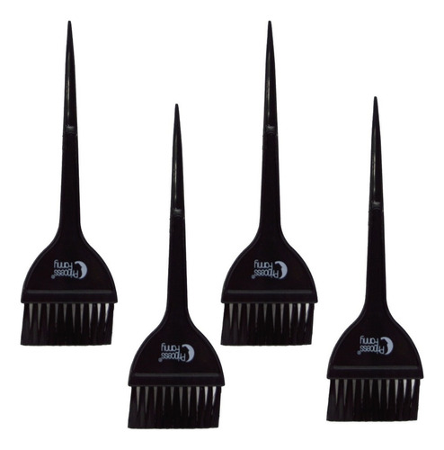 4 Brocha Para Aplicación De Tinte Barberia Estética Negra Tono 1 Negro