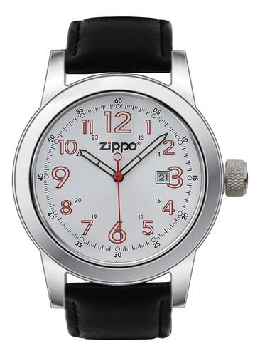 Reloj Ejecutivo En Cuero, Negro, Zippo, Original.