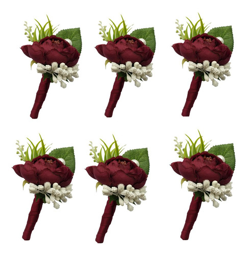 6 Pieza Lote Para Novio Boutonniere Hombre Ojal Boda Flor