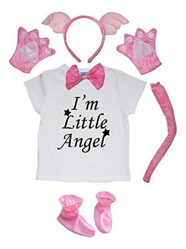 Disfraces Niñas - Petitebella I'm Little Angel Shirt, Diadem