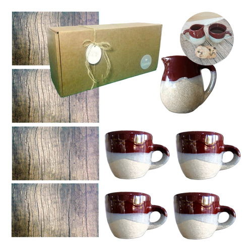 Set Desayuno Taza Box Kit Artesanal Cerámica Regalo Kvjc192