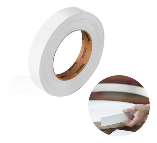 Fita De Borda Pvc 22 Mm Por 50 Mt Branco Liso 1 Rolo R671