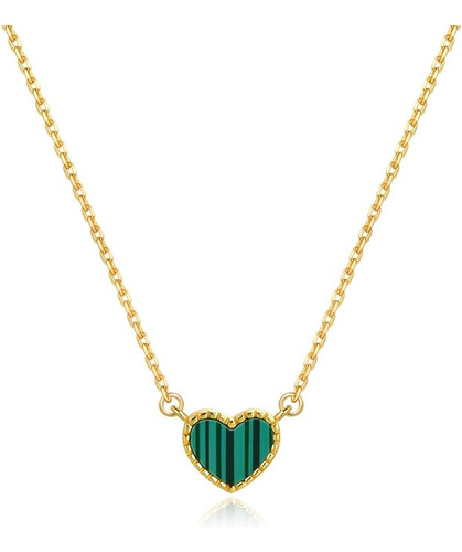 Collar 925 Sterling Silver Heart Necklace Cute Green Pink Lo