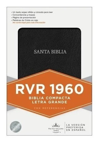 Imagen 1 de 1 de Santa Biblia Compacta Rvr 1960 - Libro - Cuerina Negra