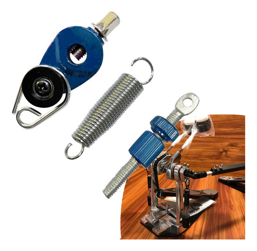Kit De Pedal De Pie De Bombo De Metal Resorte Y Tensor Azul
