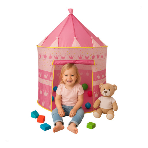 Barraca Tenda Infantil Castelo Cabana Dobravel Princesa Leve Cor Rosa