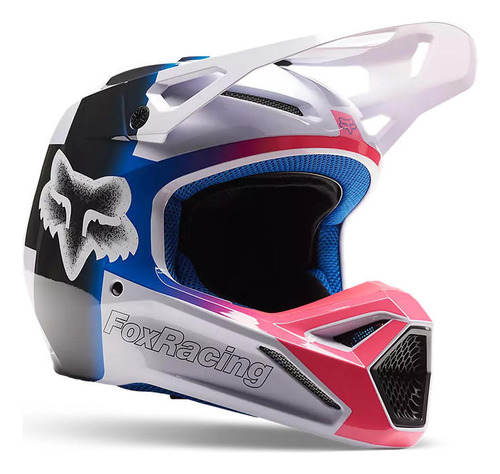 Casco Moto V1 Horyzn Negro/blanco/rosado Fox