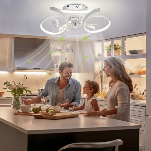 Ventilador De Techo Con 14in Aspas Led Con Luz Ajustable 60 M 50 Blanco Plástico 6