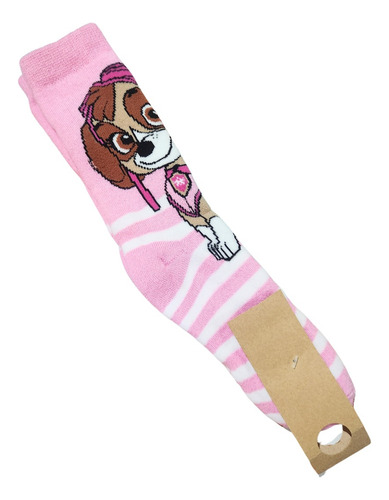 Meias Divertidas Patrulha Canina Infantil Skye Animada Rosa-chiclete Skye 23-34m