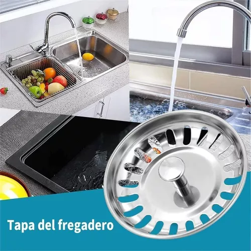 GENERICO Tapon Metalico Colador Lavaplato Fregadero Cocina Filtro11 cm