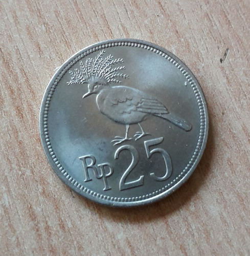 Indonesia 1971 25 Rupias Km#55 Moneda Rupiah Cuproníquel