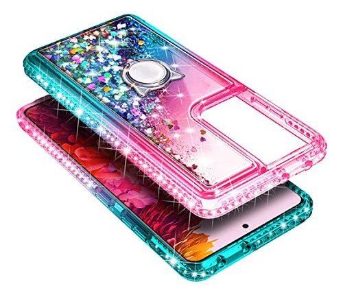 Funda Para Galaxy S21 Ultra Rosa/aqua Acabado Suave