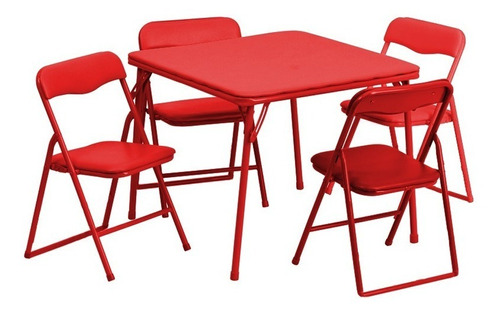 Set Plegable Infantil Mesa + 4 Sillas Multipropósito. Rojo