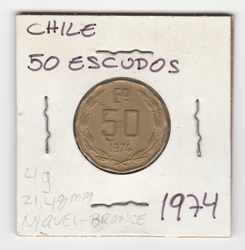 Moneda Chile 50 Escudos 1975 Vf/xf