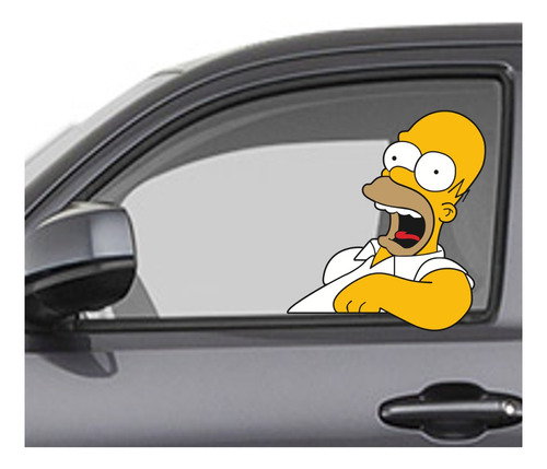 Sticker Calcas Homero Conduciendo Auto P/ Cristales Auto H3