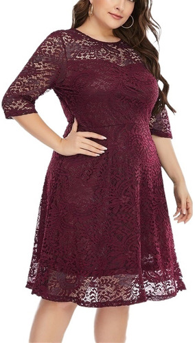 Vestido De Festa Elegante Para Senhora Plus Size Com Renda L