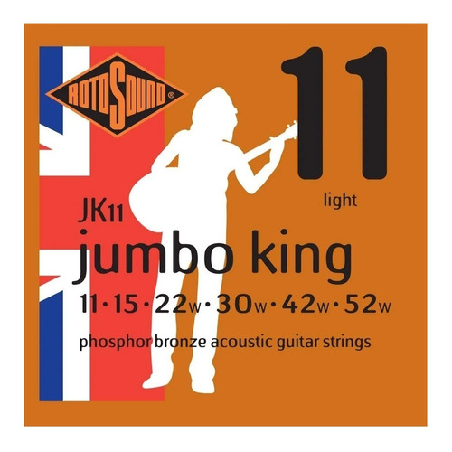 Encordado Rotosound Para Acústica Jk11 Jumbo Kings .011