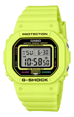 Reloj Unisex Casio Gmd-s5600ep-9dr G-shock Correa Amarillo Bisel Amarillo Fondo Negro