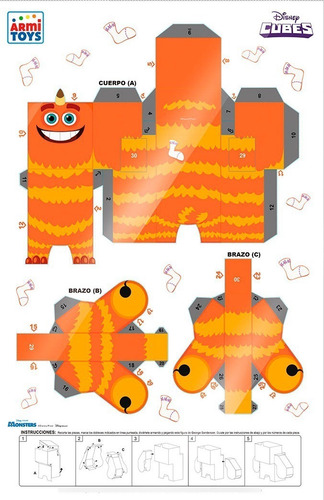 Monsters Inc, Armi Toys Kit 4 Piezas Muñecos Armables Cubes