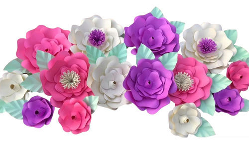 Flores De Papel Kit X 14 Unidades