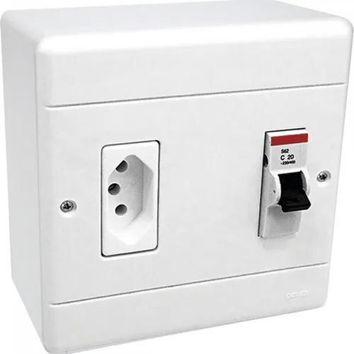 comprar Caixa Disjuntor Pu002Far Condicionado Cu002F1.disj 25a+ 1tomada.20a Cor Branco