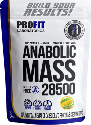 Hipercalórico Anabolic Mass 28500 - 3kg - Pro Fit Labs Sabor Milho Verde