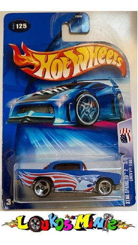 Hot Wheels 1957 Chevy 2004 Star Spangled #125 Lacrado Azul