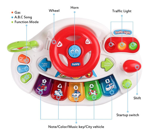 Volante De Auto Musical Didactico Con Piano Sonido Y Luz