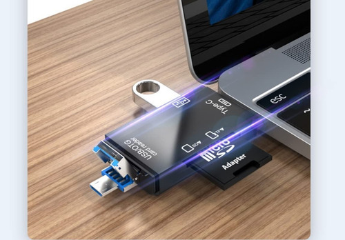 Lector 6 En 1 Usb-c Tf Sd Microsd Otg Adaptador Celulares Pc