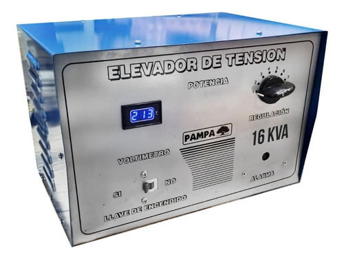 Elevador De Tensión Manual 16 Kva Pampa 80v A 220v Promoción Color Blanco/Azul