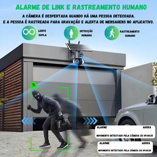 4g Cartão Sim Vivo Câmera De Segurança Placa Solar Decteção Humanoide Pir Baterua De Lition 12000
