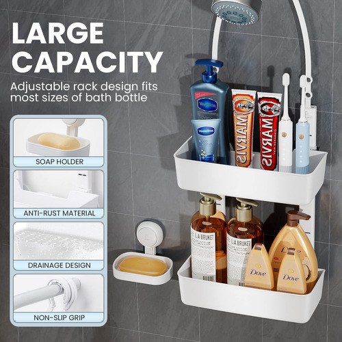 Organizador De Ducha Con Jabonera Para Baño Color Blanco