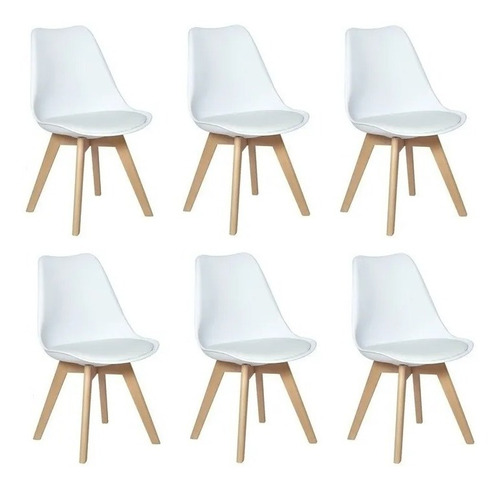 06 Cadeiras Leda Base Wood Design Artiluminacao Frete Gratis
