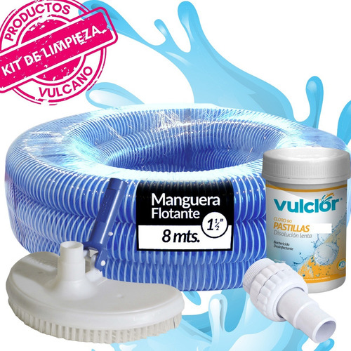 Imagen 1 de 10 de Kit Limpieza Vulcano: Barrefondo + Manguera 8 Mt. + Acople