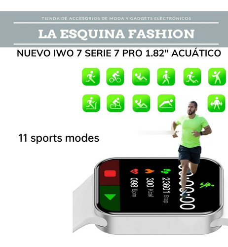 Imagen 4 de 8 de Smartwatch Iwo7 Pro Serie 7 Pant. 1.82 Sumergible Llamadas